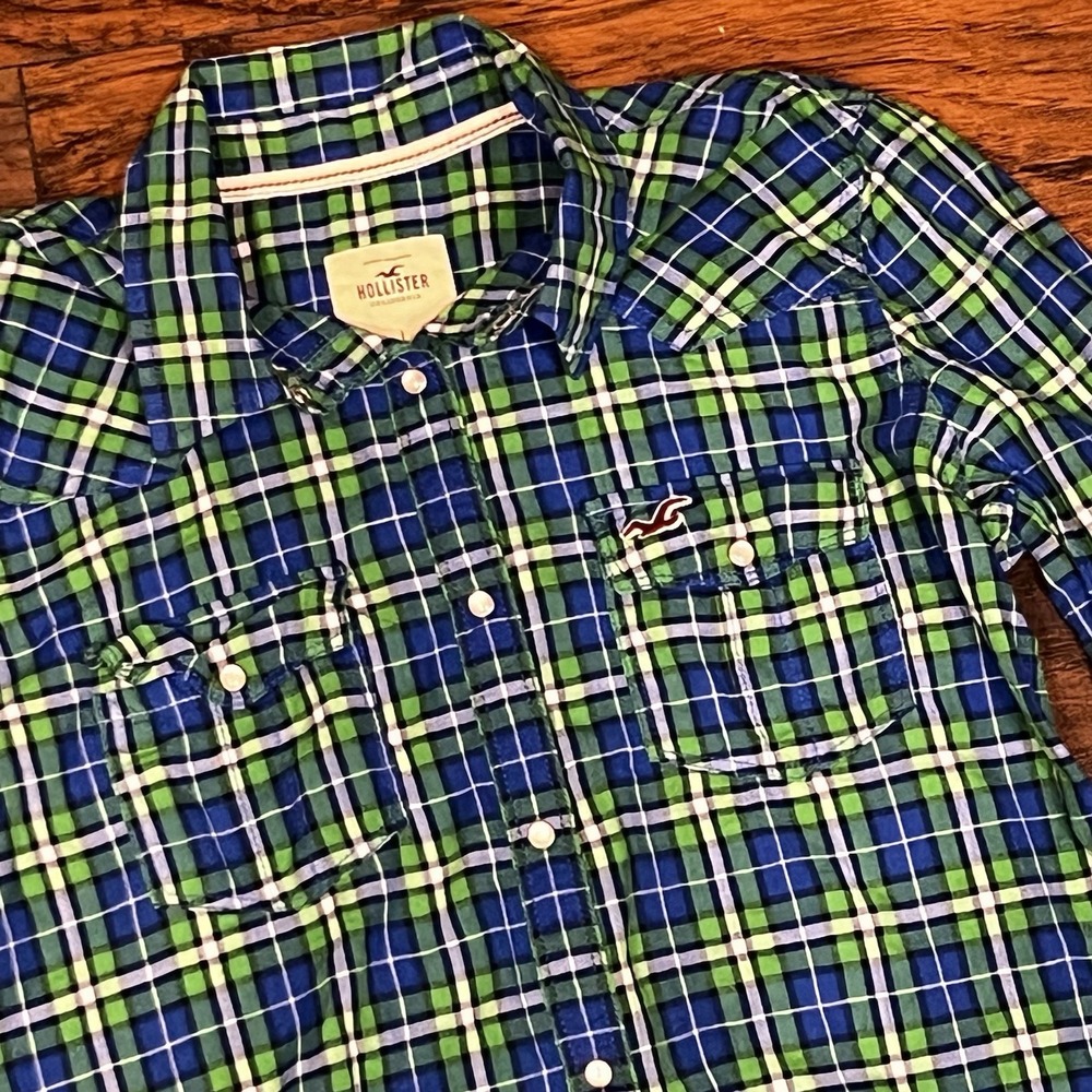 Vtg Y2K Hollister Shirt Women's L Plaid Western‎ Cowgirl Festival Pearl Snaps